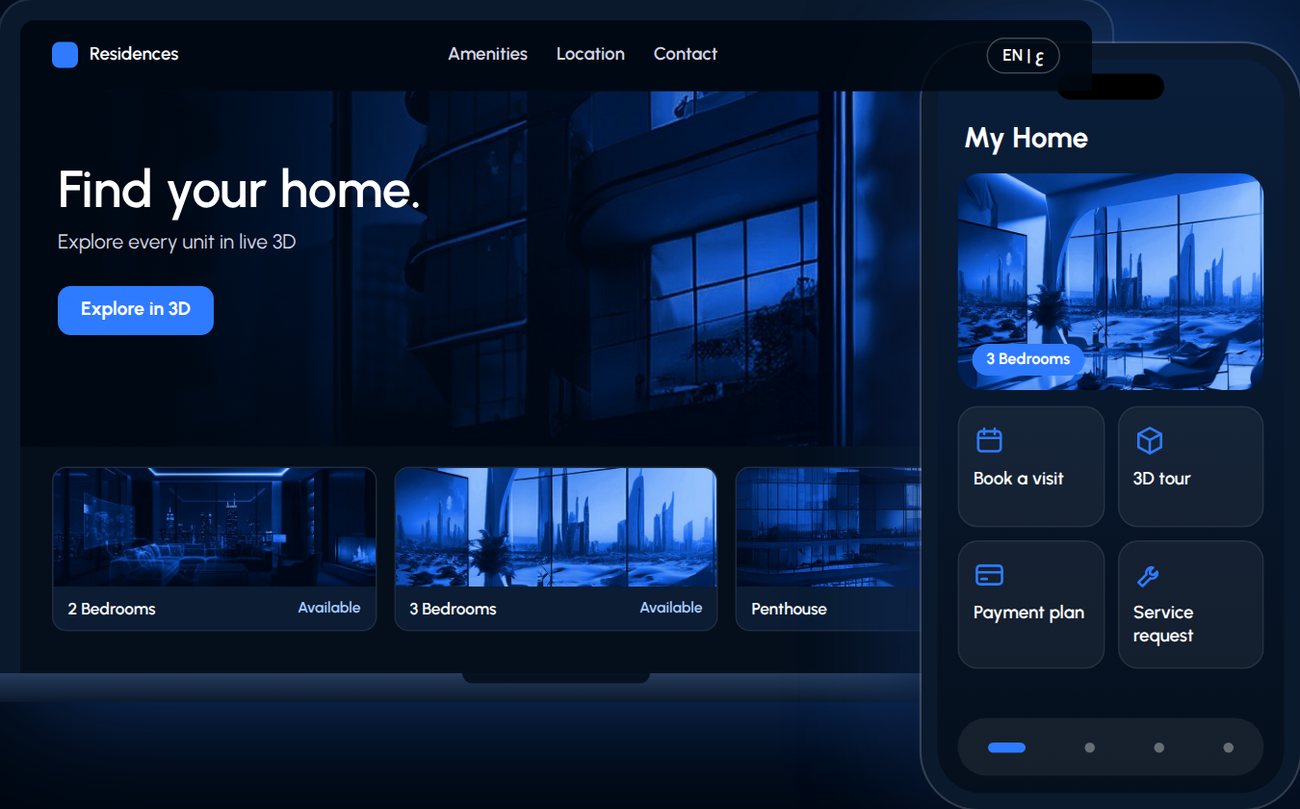 Website and mobile app mockups